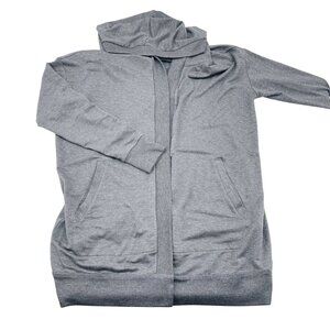 Eileen Fisher Gray Hooded‎ Cardigan XS 100% Tencel Long Sleeve Lightweight